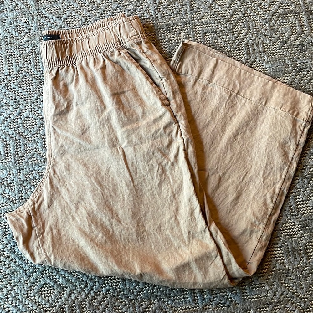 Tahari Linen Wide Leg Crop Pants M